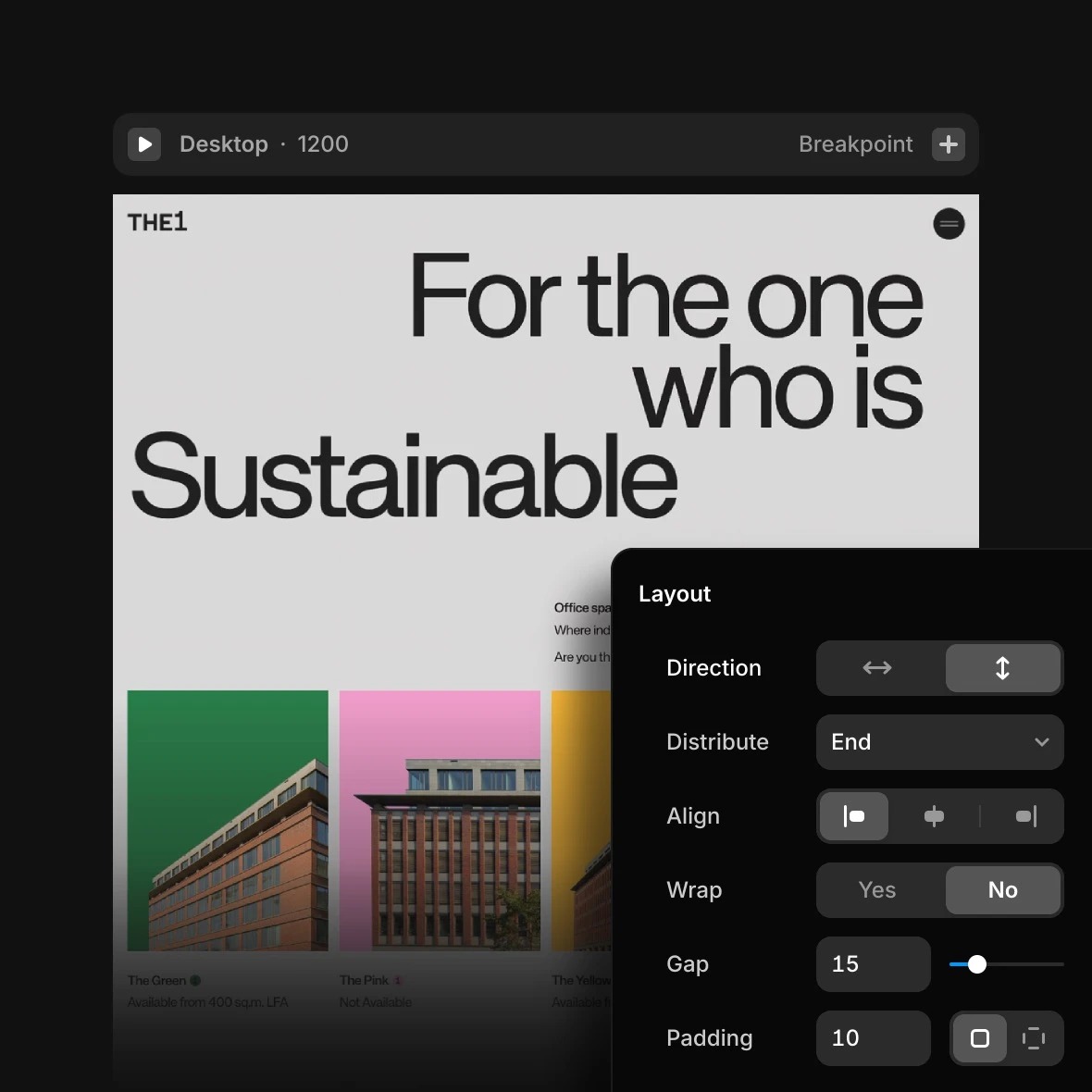 Framer layout controls for responsive website design