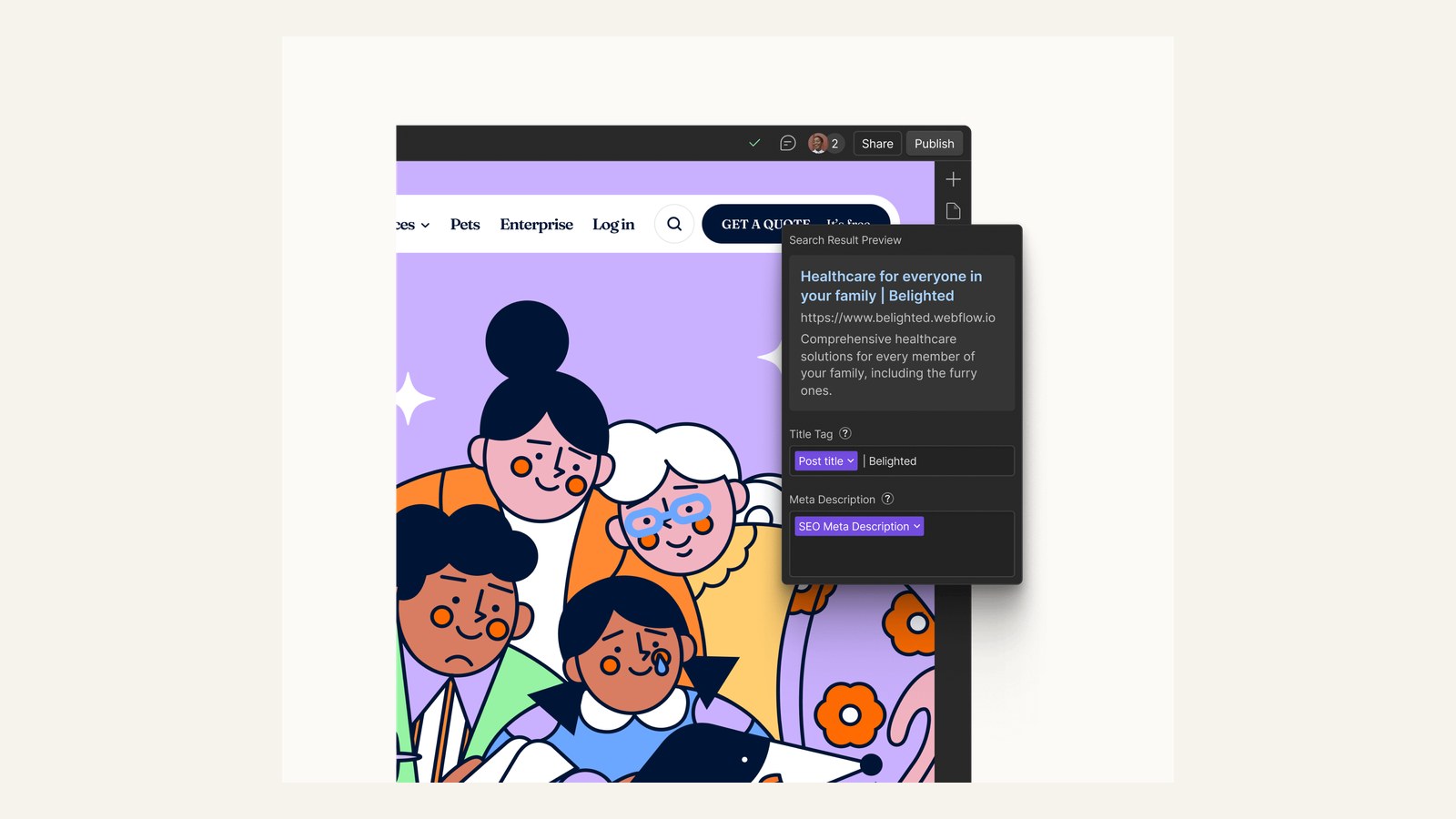 Small business website decision board comparing Squarespace and Webflow